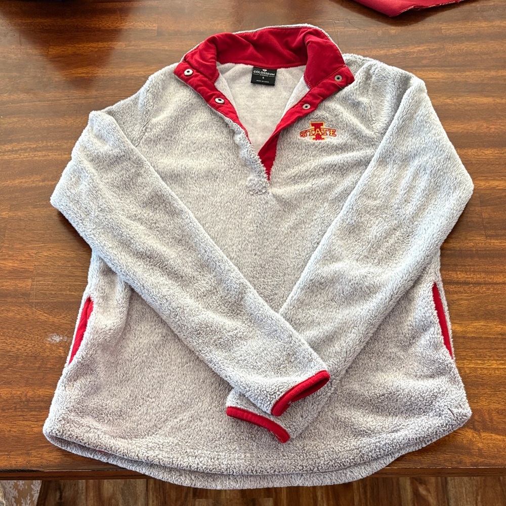 Cozy Gray and Red Women's Pullover Sweater